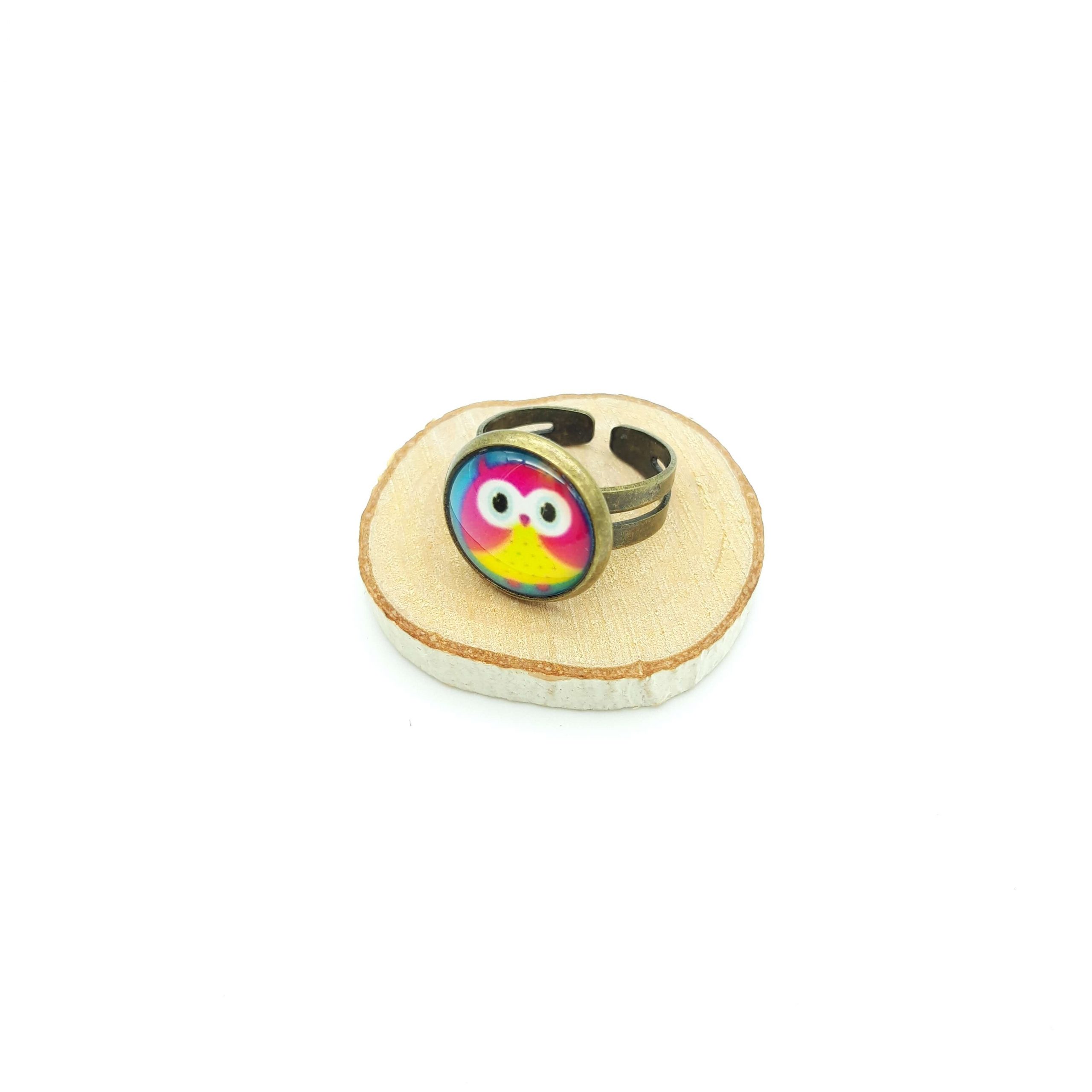 Bague Fillette Chouette Rose2 Bague Fillette Chouette Rose2