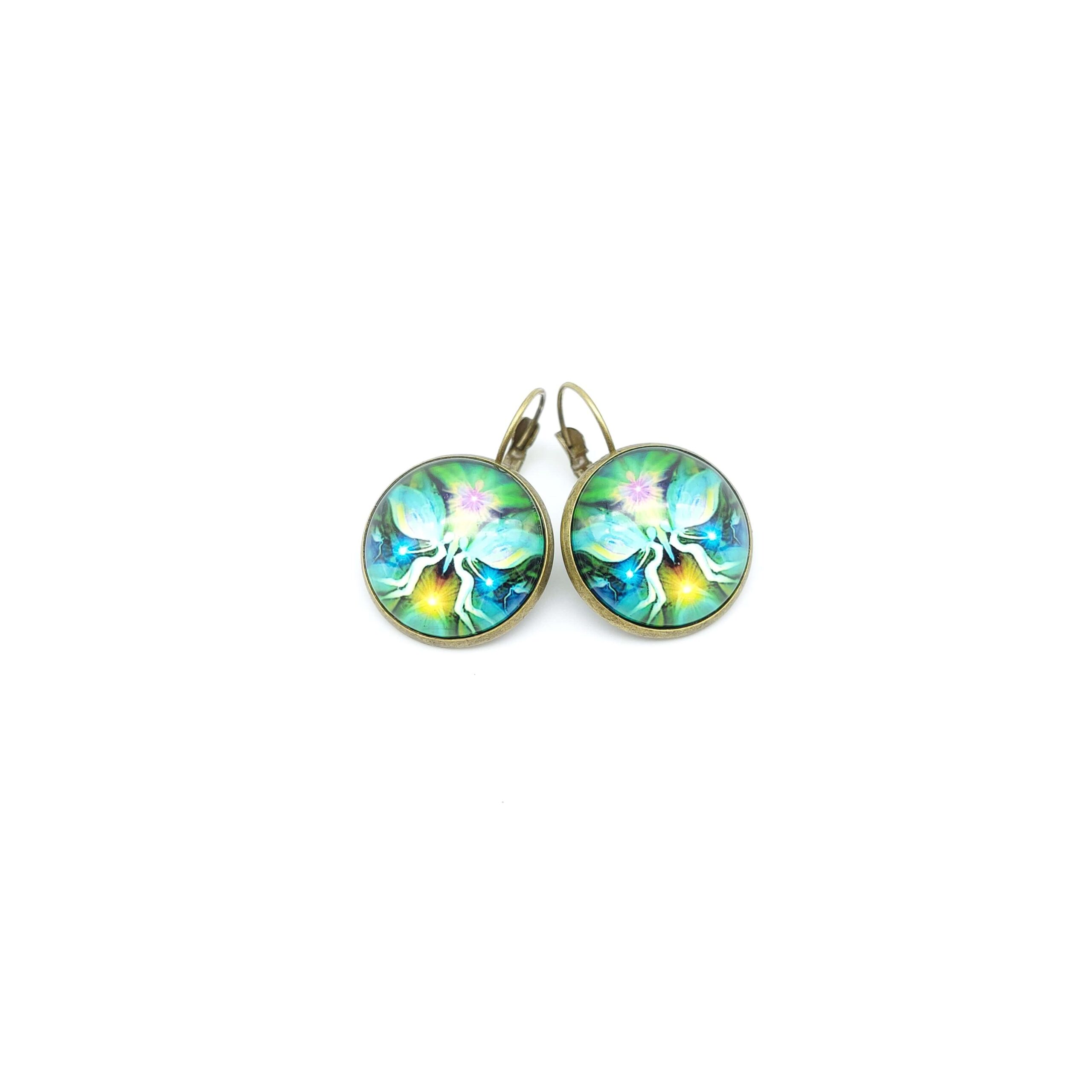 Boucles Oreilles Dormeuses Bronze Cabochons De Verre Feerie Verte Boucles Oreilles Dormeuses Bronze Cabochons De Verre Feerie Verte