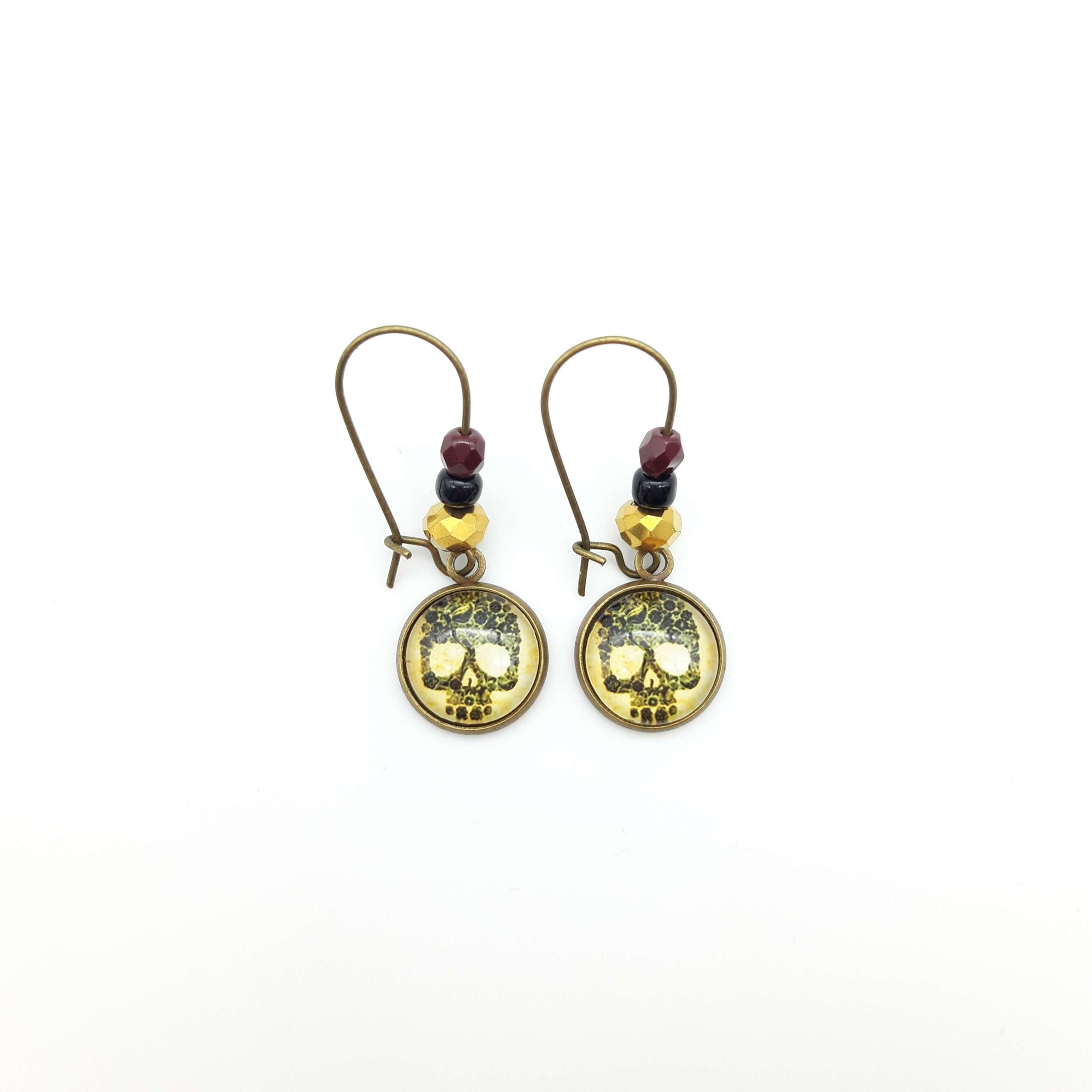 Boucles Oreilles Pdt Perlees Tete De Mort Fleurie Boucles Oreilles Pdt Perlees Tete De Mort Fleurie