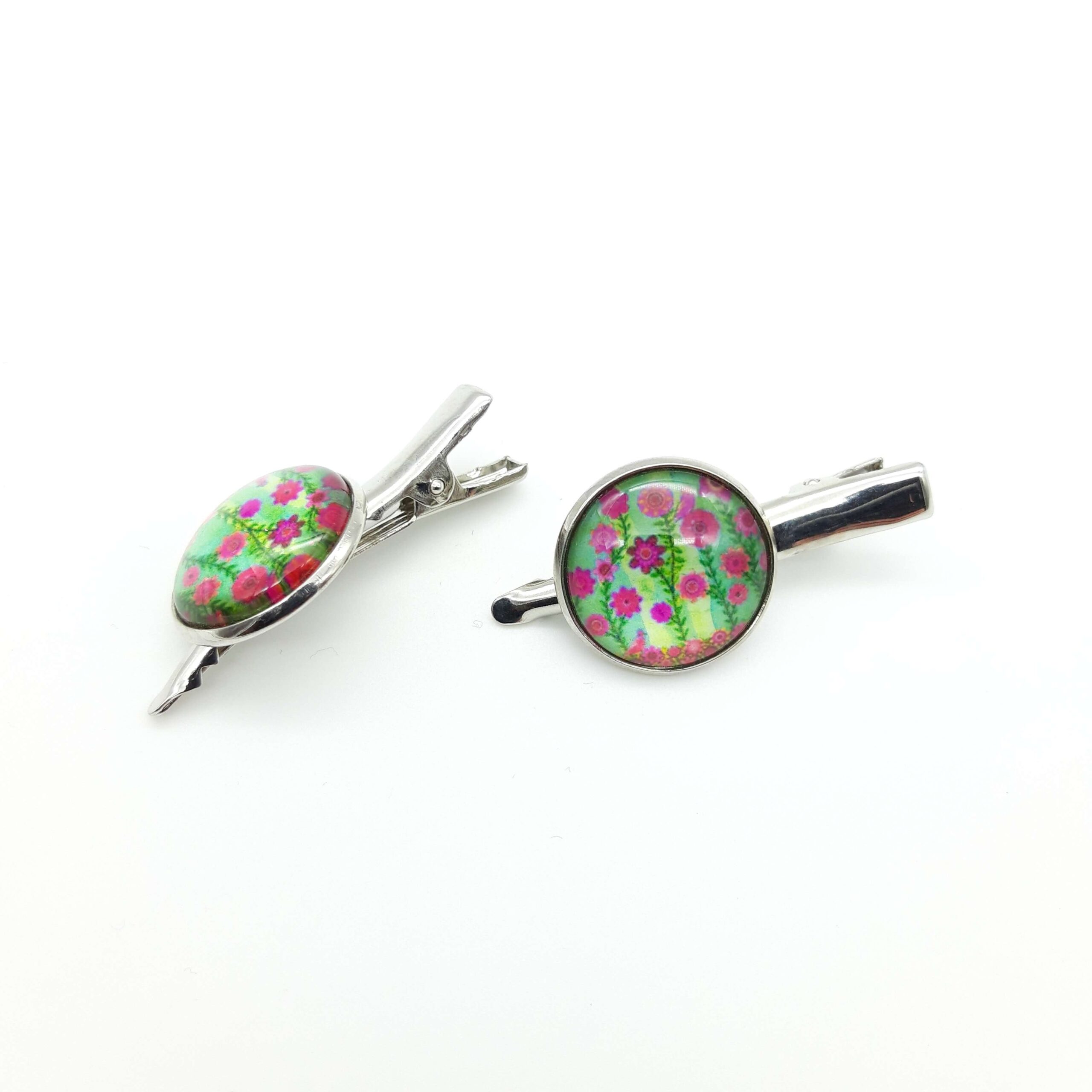 Barrettes Crocodiles Floraison Rose2 Barrettes Crocodiles Floraison Rose2