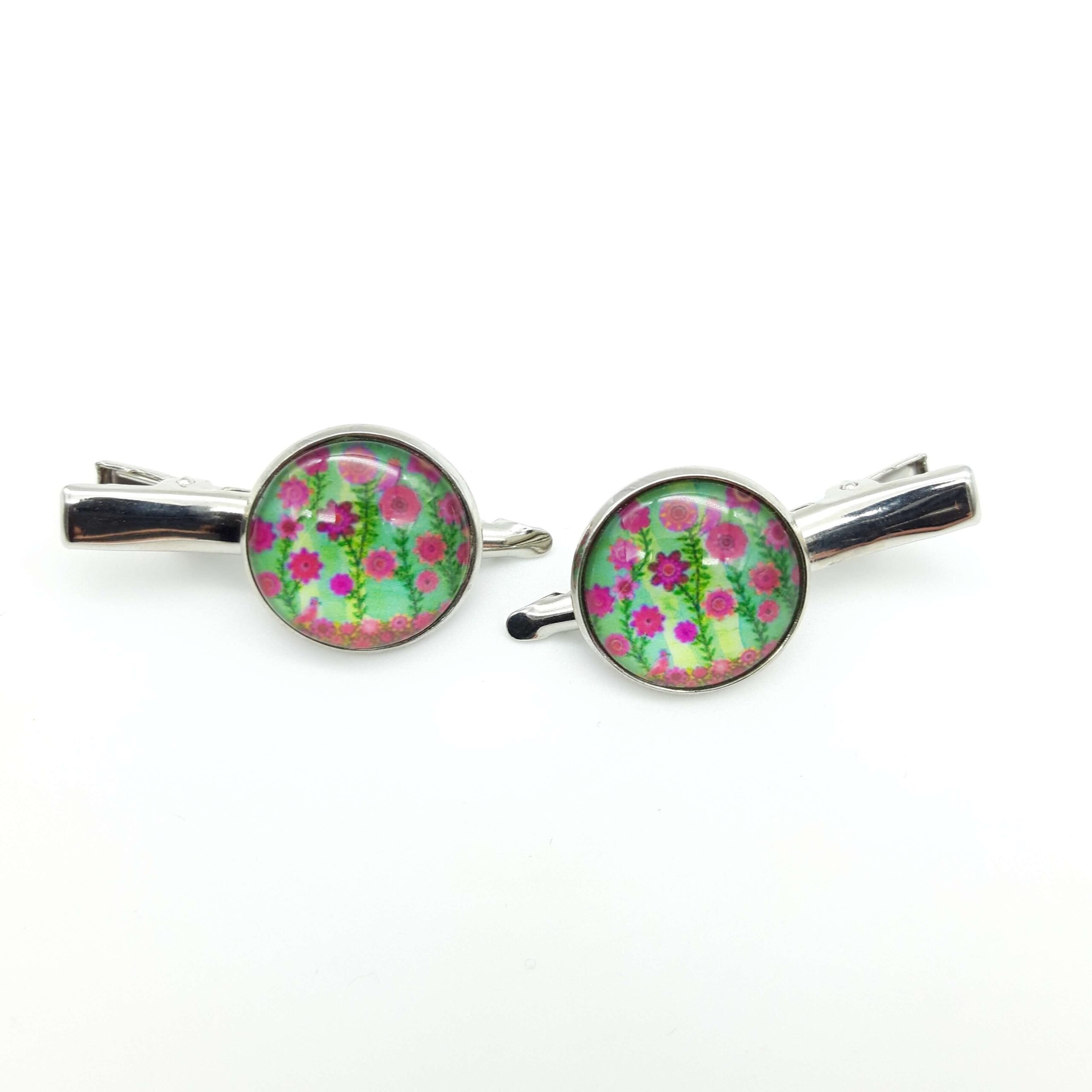 Barrettes Crocodiles Floraison Rose3 Barrettes Crocodiles Floraison Rose3