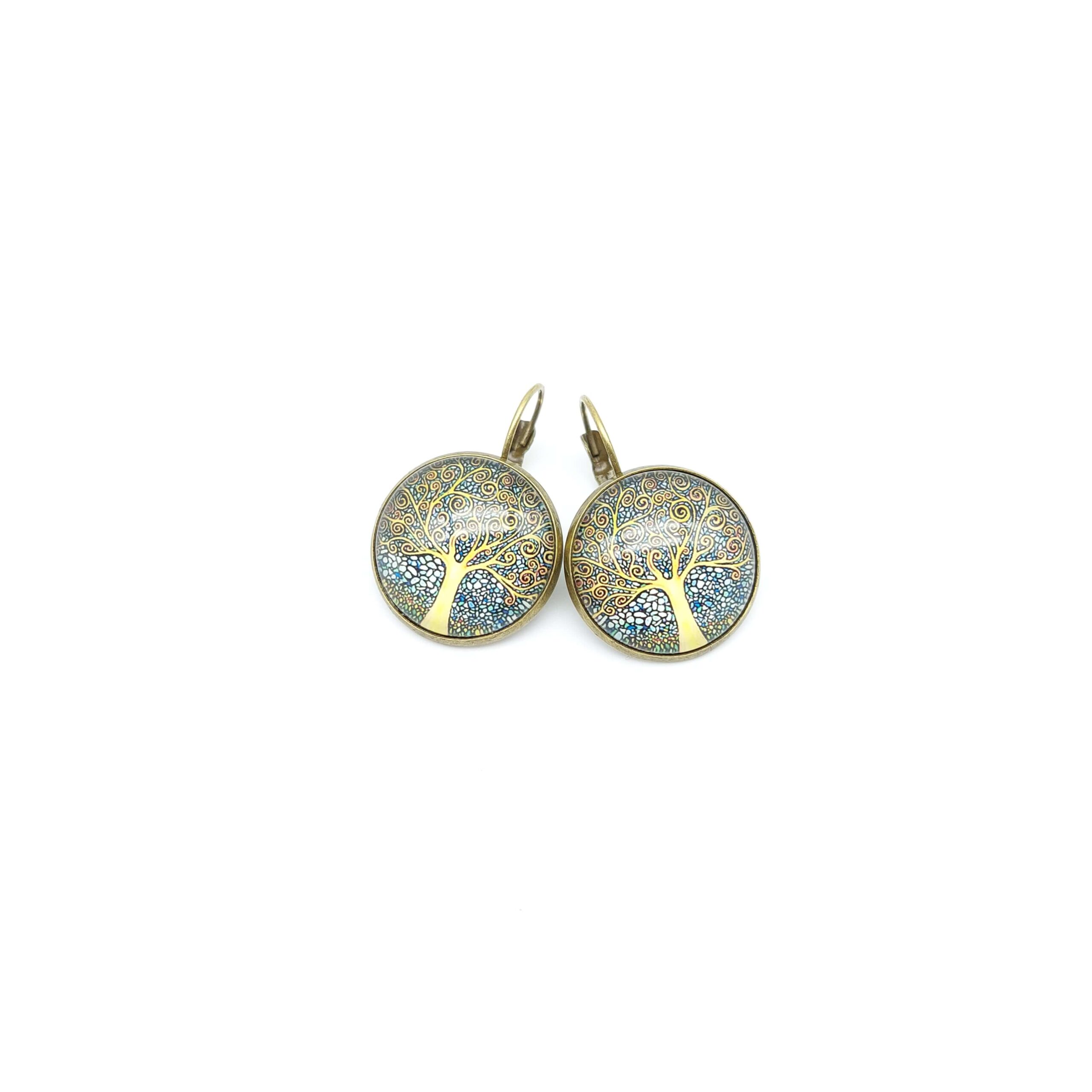 Boucles Oreilles Dormeuses Bronze Cabochons De Verrre Arbre De Vie Et Mosaique Boucles Oreilles Dormeuses Bronze Cabochons De Verrre Arbre De Vie Et Mosaique