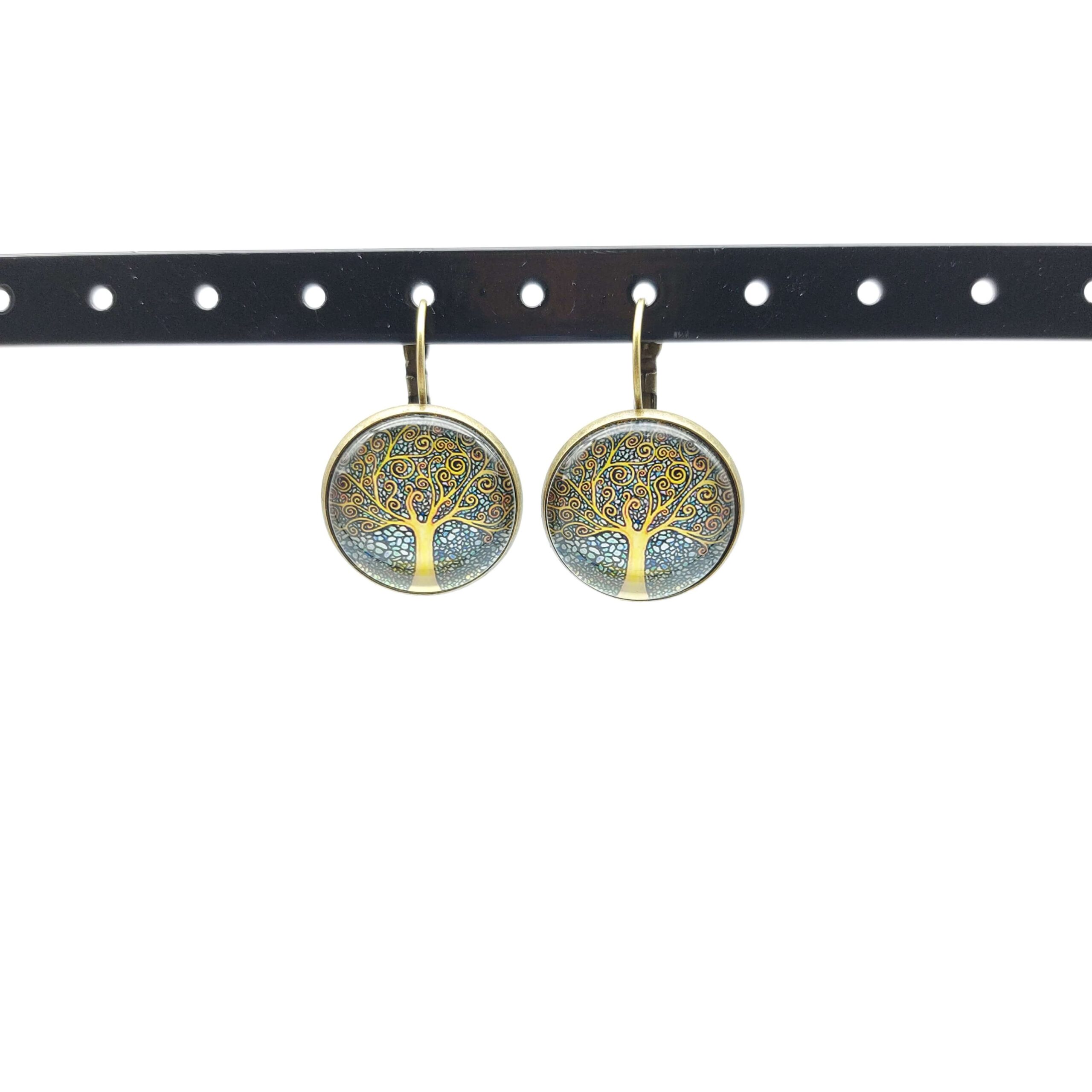 Boucles Oreilles Dormeuses Bronze Cabochons De Verrre Arbre De Vie Et Mosaique3 Boucles Oreilles Dormeuses Bronze Cabochons De Verrre Arbre De Vie Et Mosaique3