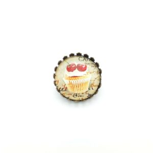 Broche Ronde Petite Muffin Cerise