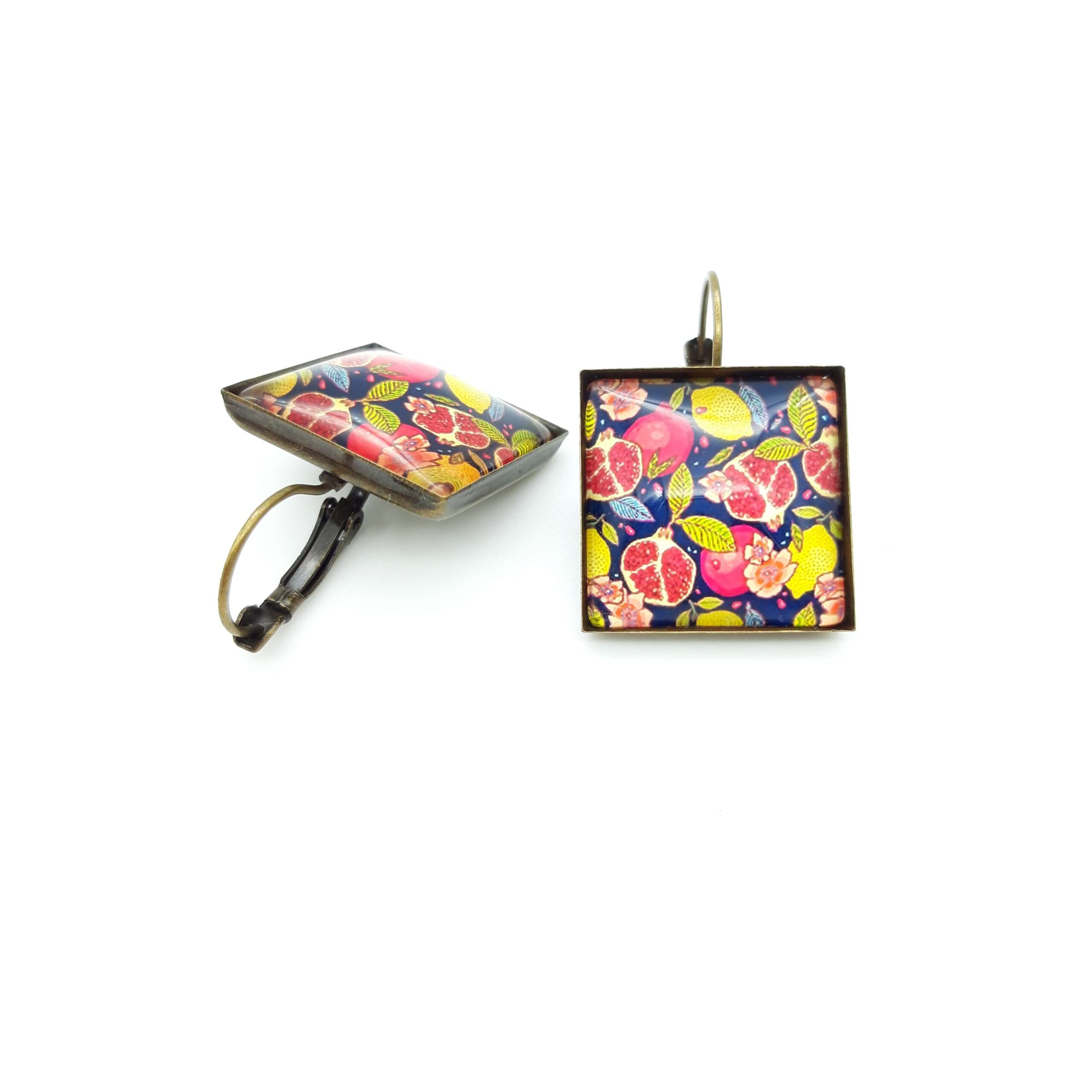 Boucles Oreilles Carrees Dormeuses Grenades Et Citrons2 Boucles Oreilles Carrees Dormeuses Grenades Et Citrons2