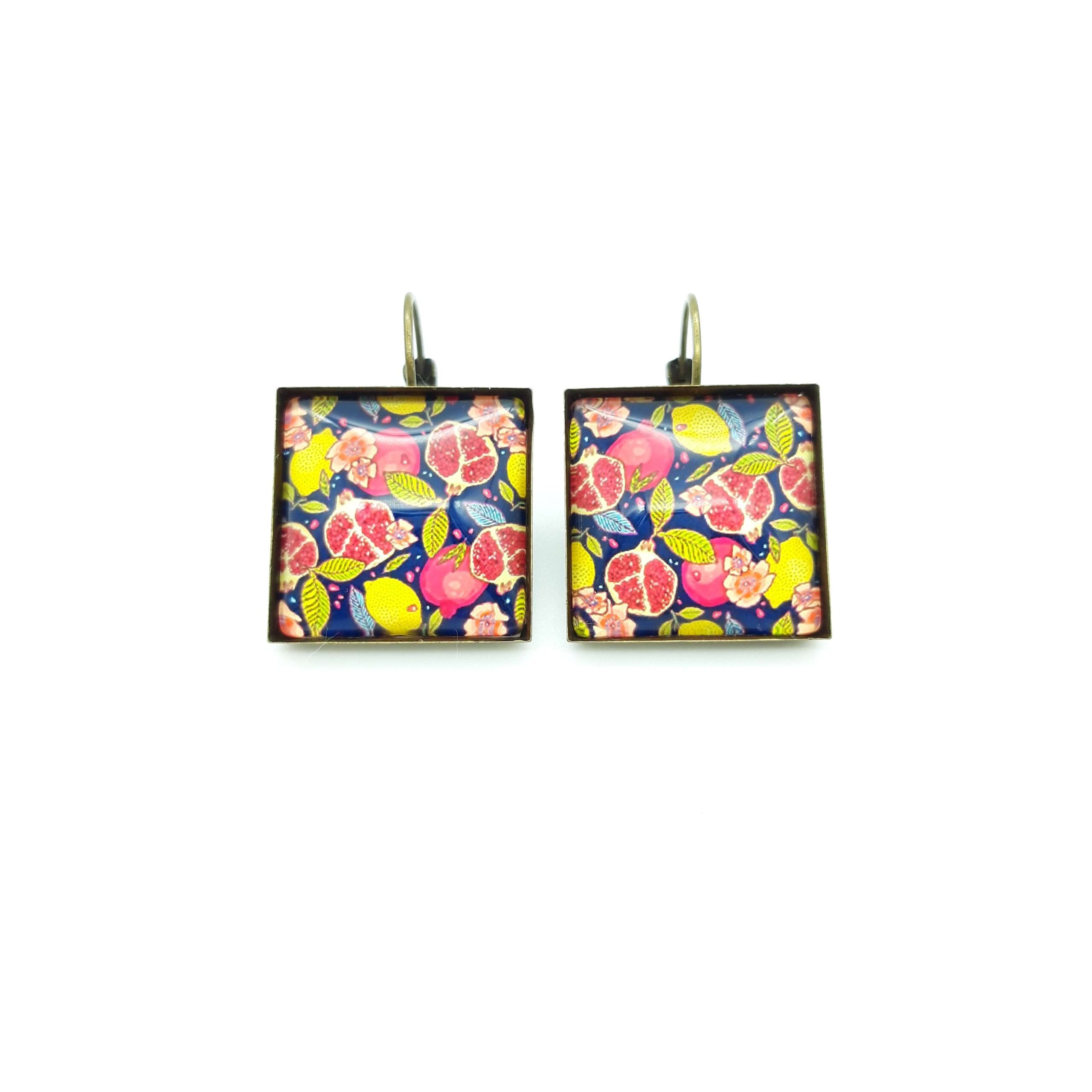 Boucles Oreilles Carrees Dormeuses Grenades Et Citrons3 Boucles Oreilles Carrees Dormeuses Grenades Et Citrons3