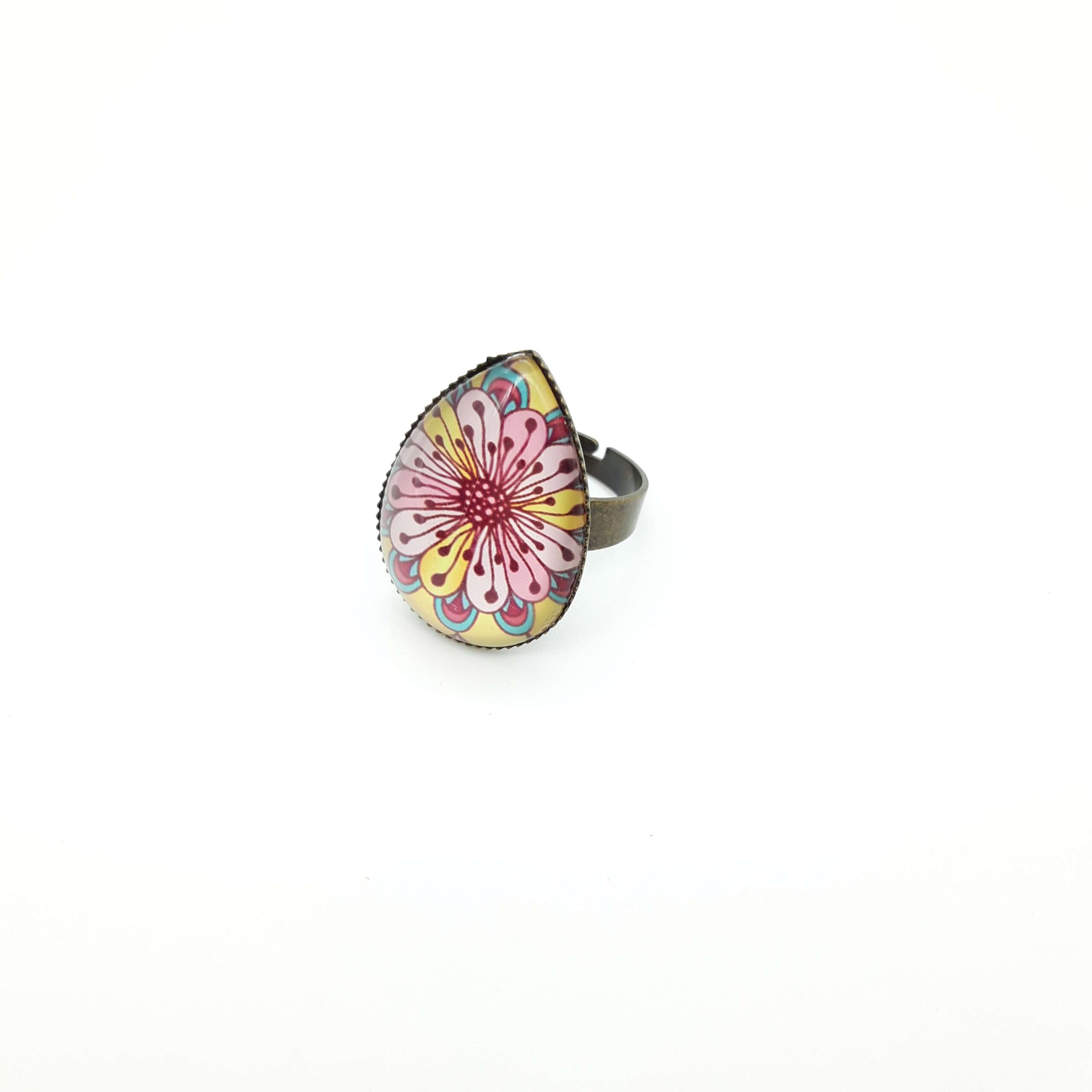 Bague Femme Reglable Goutte Fleur Et Pistil2 Bague Femme Reglable Goutte Fleur Et Pistil2
