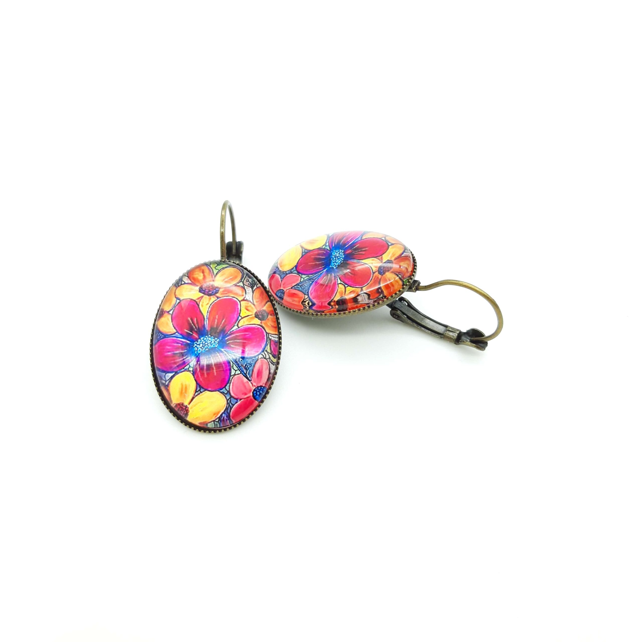 Boucles Oreilles Dormeuses Ovales Fleurs Estivales Boucles Oreilles Dormeuses Ovales Fleurs Estivales