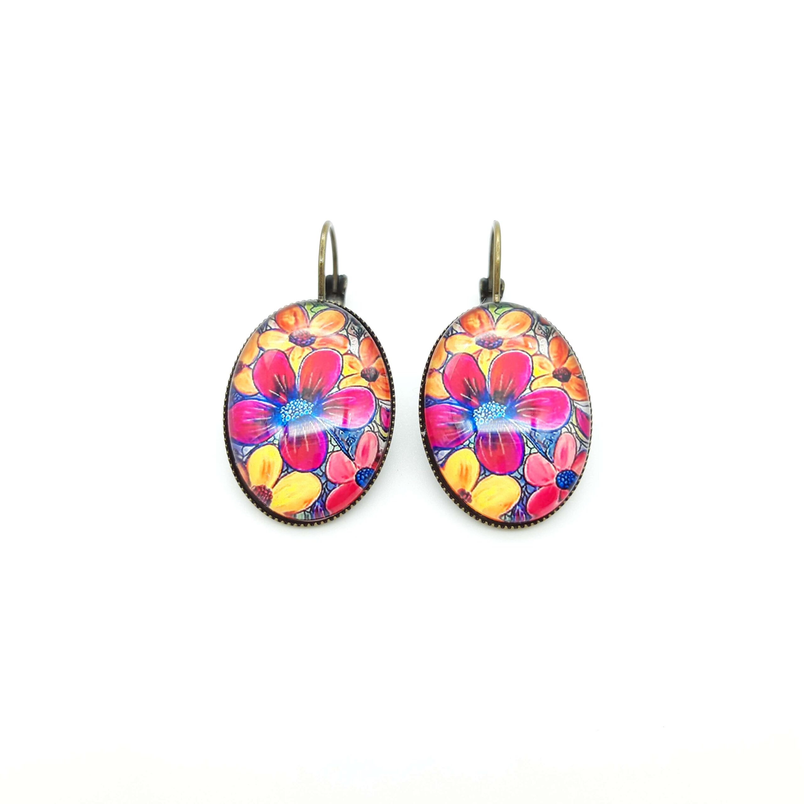 Boucles Oreilles Dormeuses Ovales Fleurs Estivales3 Boucles Oreilles Dormeuses Ovales Fleurs Estivales3