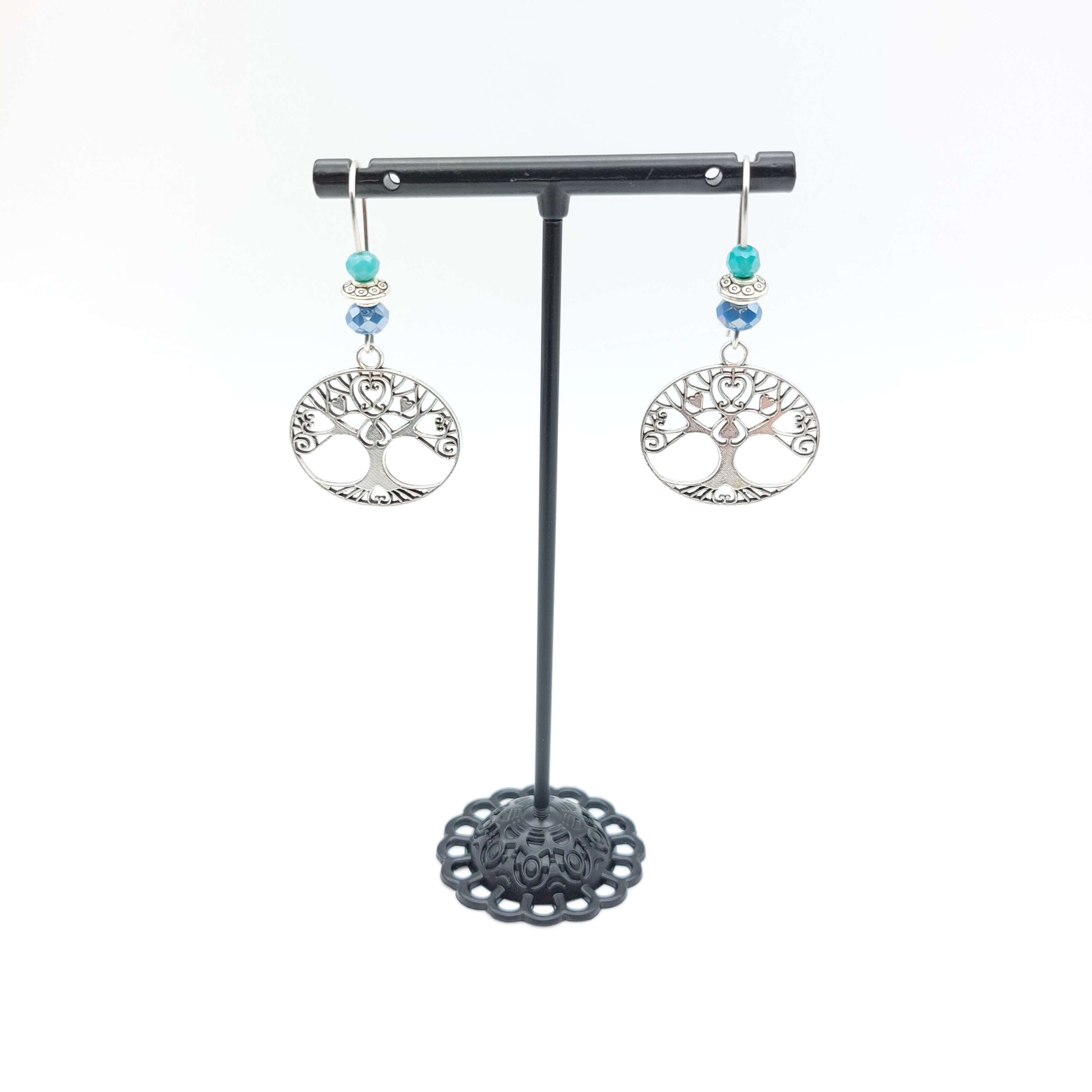 Boucles Oreilles Breloques Perles Acier Inoxydable Ciel Bleu Et Arbre De Vie Coeur Boucles Oreilles Breloques Perles Acier Inoxydable Ciel Bleu Et Arbre De Vie Coeur