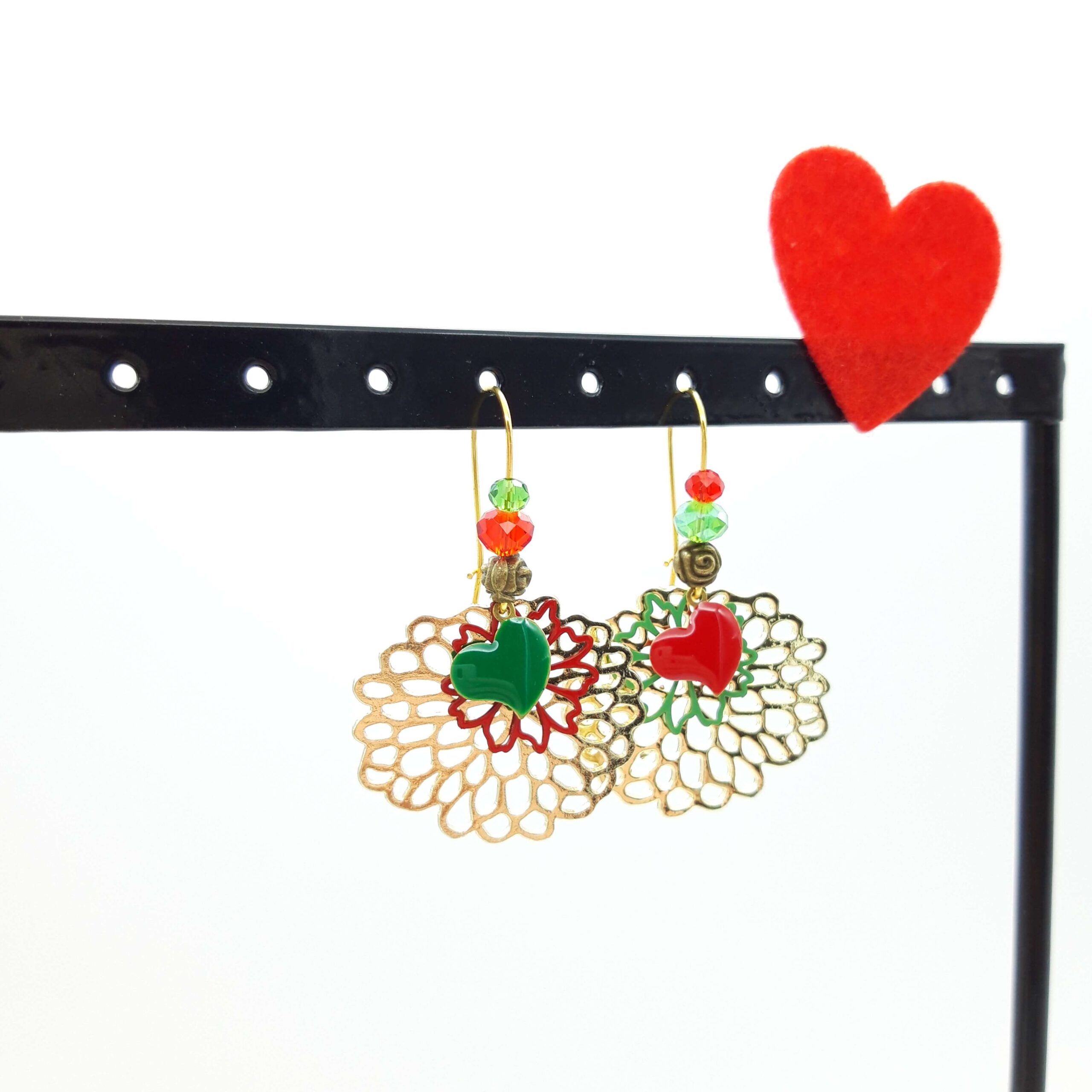 Boucles Oreilles Breloques Perles Fantaisie Dorees Acier Inoxydable Nid Abeille Fleurs Et Coeurs Boucles Oreilles Breloques Perles Fantaisie Dorees Acier Inoxydable Nid Abeille Fleurs Et Coeurs