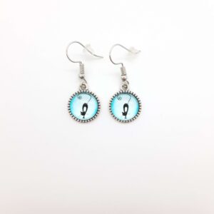 Boucles Oreilles Pendantes Fantaisie Cabochons Chat Dos Rond