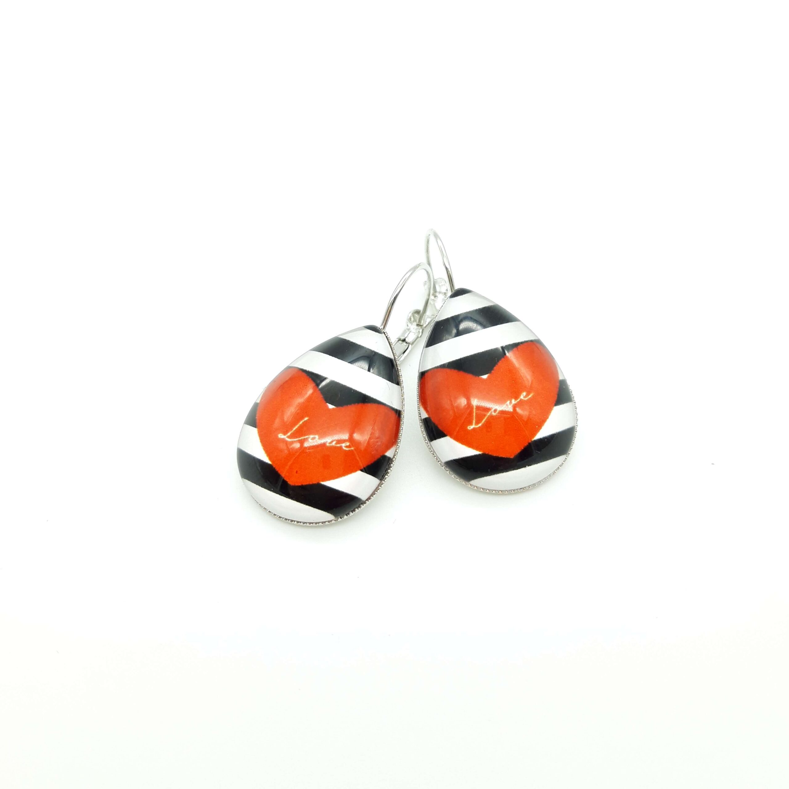 Boucles Oreilles Dormeuses Gouttes Cabochon Verre Amour Marin Boucles Oreilles Dormeuses Gouttes Cabochon Verre Amour Marin