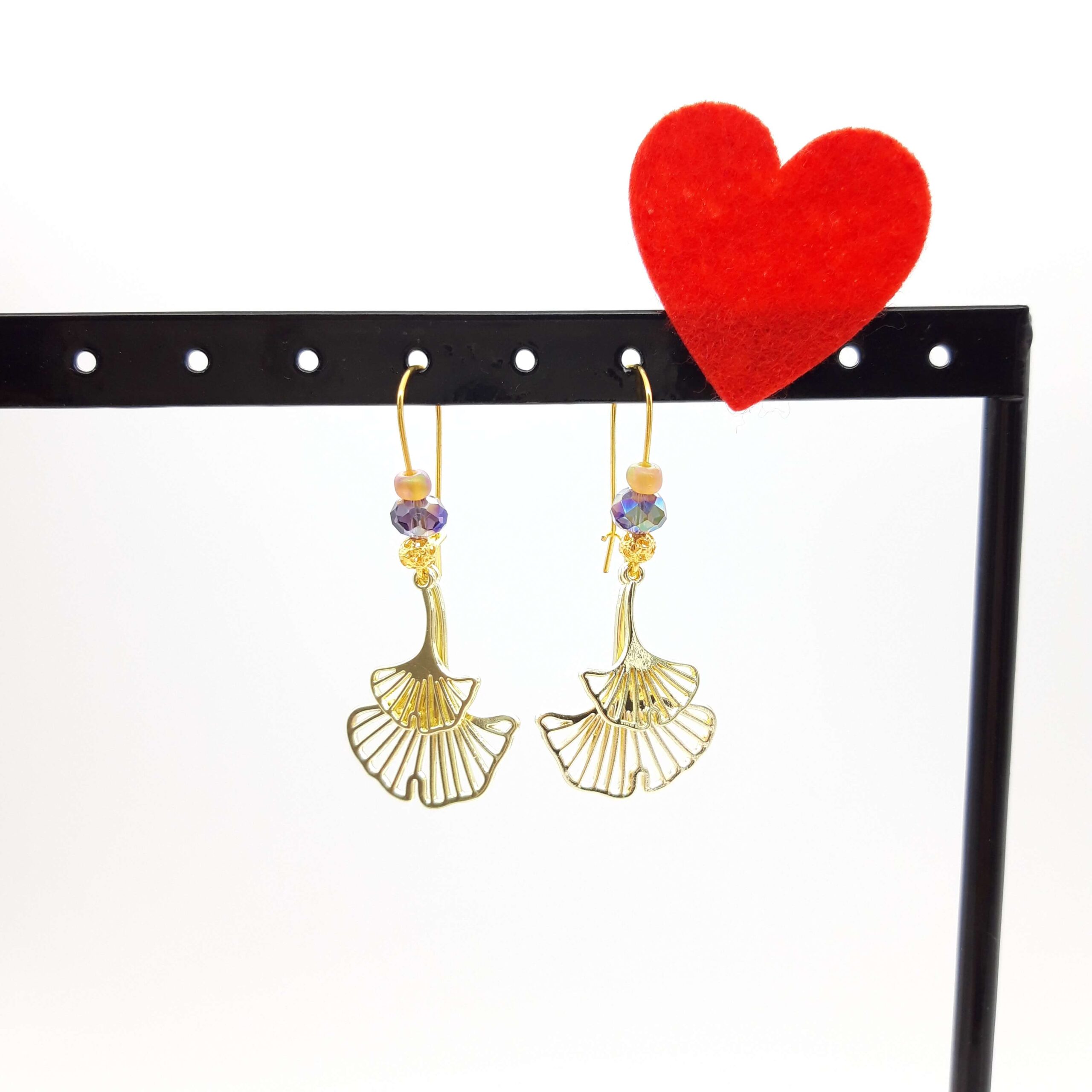 Boucles Oreilles Breloques Pendantes Perlees Dorees Feuilles De Ginko Biloba Boucles Oreilles Breloques Pendantes Perlees Dorees Feuilles De Ginko Biloba