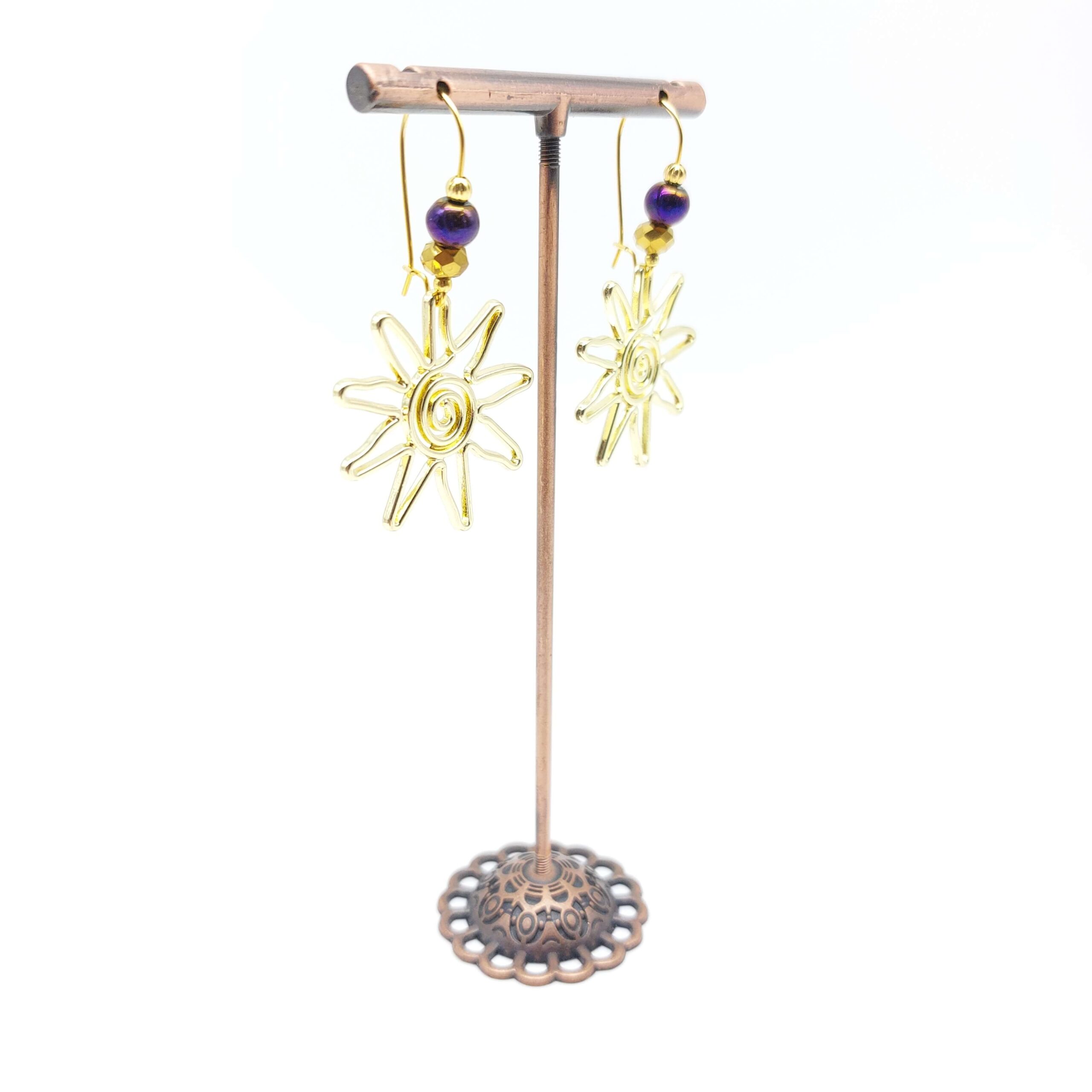 Boucles Oreilles Breloques Dorees Acier Inoxydable Pendantes Perles Fleur Soleil2 Boucles Oreilles Breloques Dorees Acier Inoxydable Pendantes Perles Fleur Soleil2