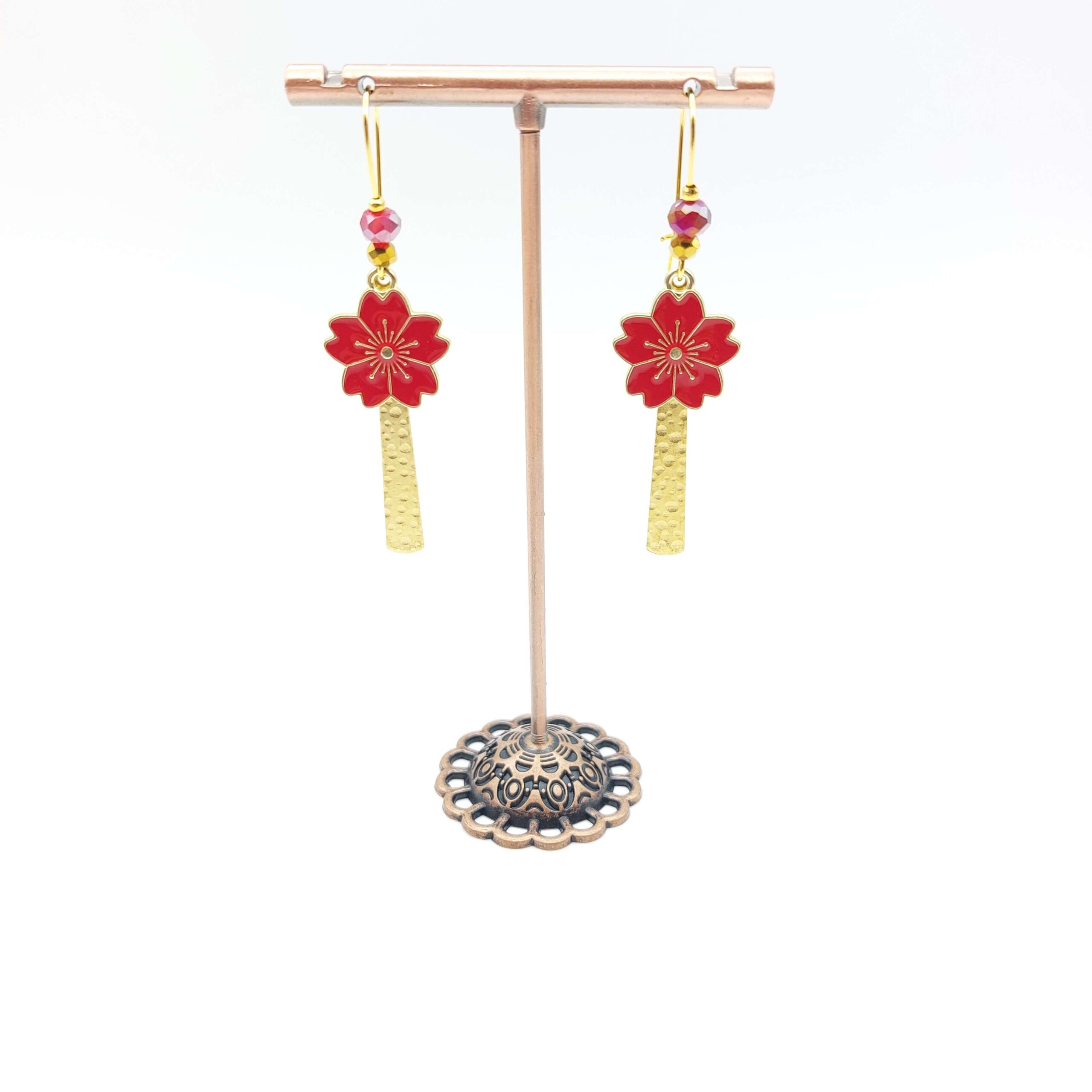 Boucles Oreilles Breloques Pendantes Acier Inox Fleur Coquelicot Boucles Oreilles Breloques Pendantes Acier Inox Fleur Coquelicot