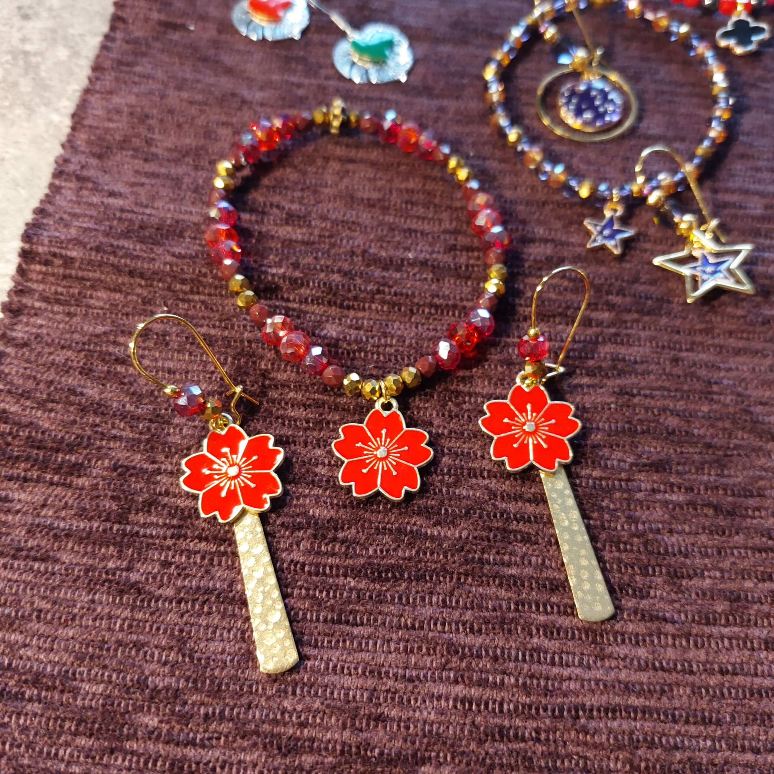Boucles Oreilles Breloques Pendantes Acier Inox Fleur Coquelicot2 Boucles Oreilles Breloques Pendantes Acier Inox Fleur Coquelicot2
