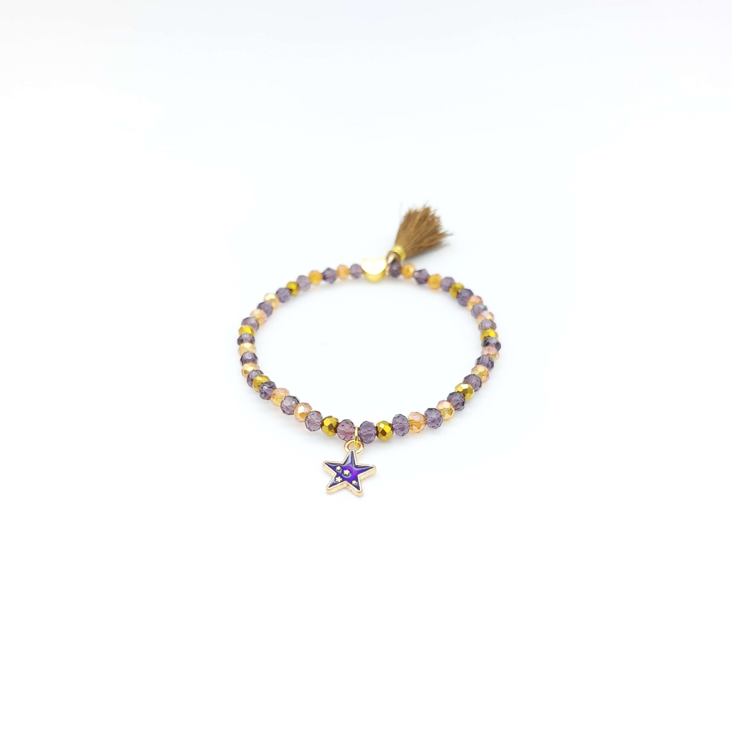 Bracelet Perle Breloque Etoile Ciel Etoile Violet Bracelet Perle Breloque Etoile Ciel Etoile Violet