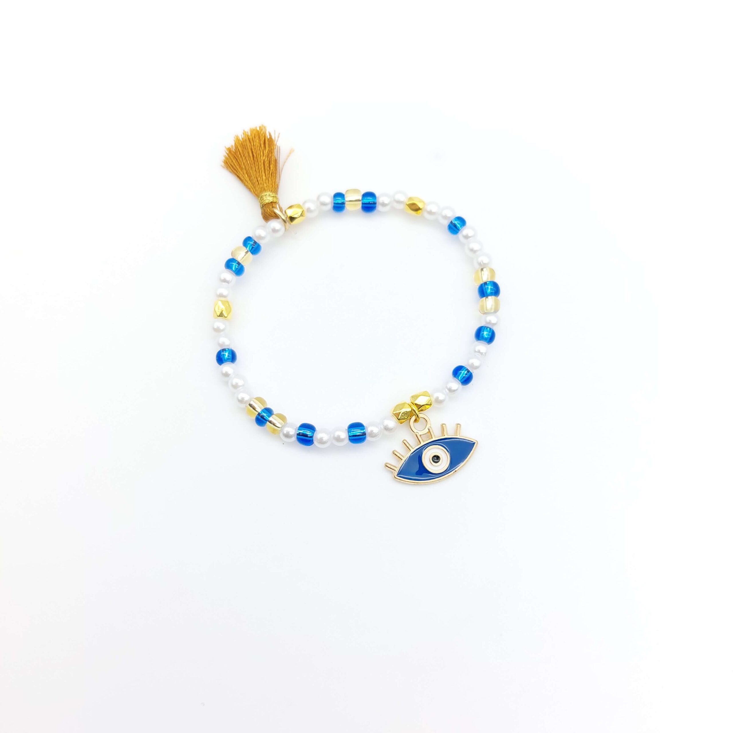 Bracelet Perles Breloque Bleue Dore Nacre Oeil Bleu Grec1 Bracelet Perles Breloque Bleue Dore Nacre Oeil Bleu Grec1