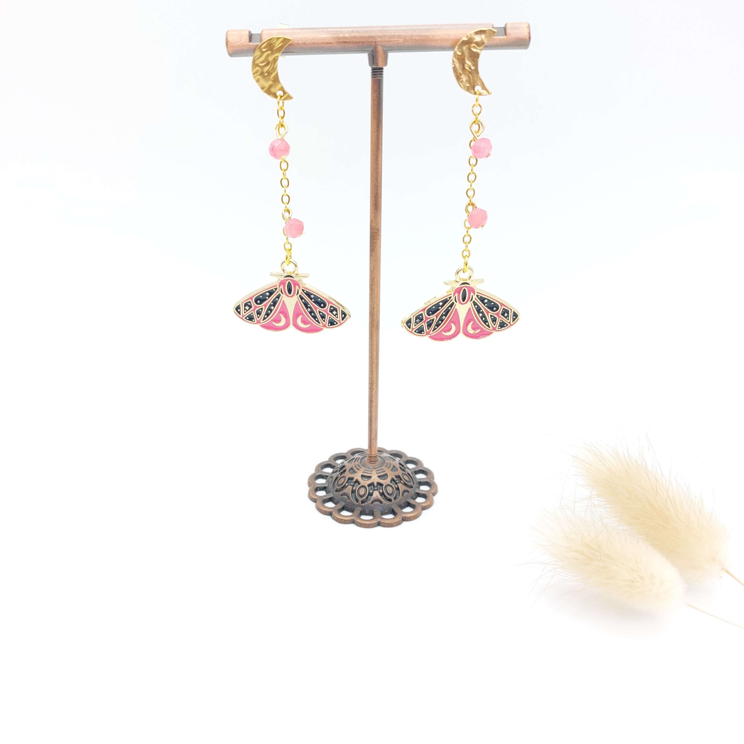 Boucles Doreilles Clous Pendantes Breloques Papillons Roses Lunaires Magiques Boucles Doreilles Clous Pendantes Breloques Papillons Roses Lunaires Magiques