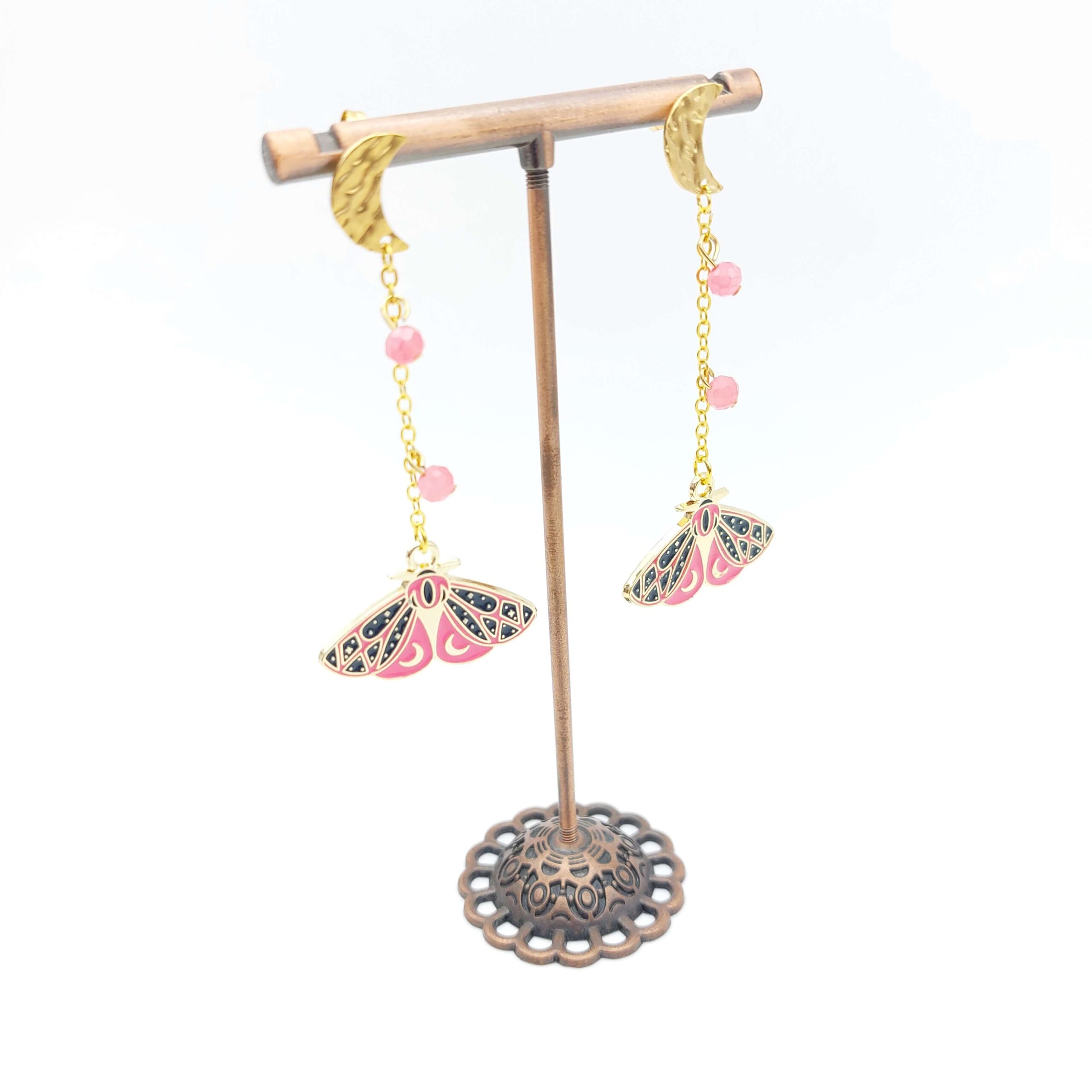 Boucles Doreilles Clous Pendantes Breloques Papillons Roses Lunaires Magiques2 Boucles Doreilles Clous Pendantes Breloques Papillons Roses Lunaires Magiques2