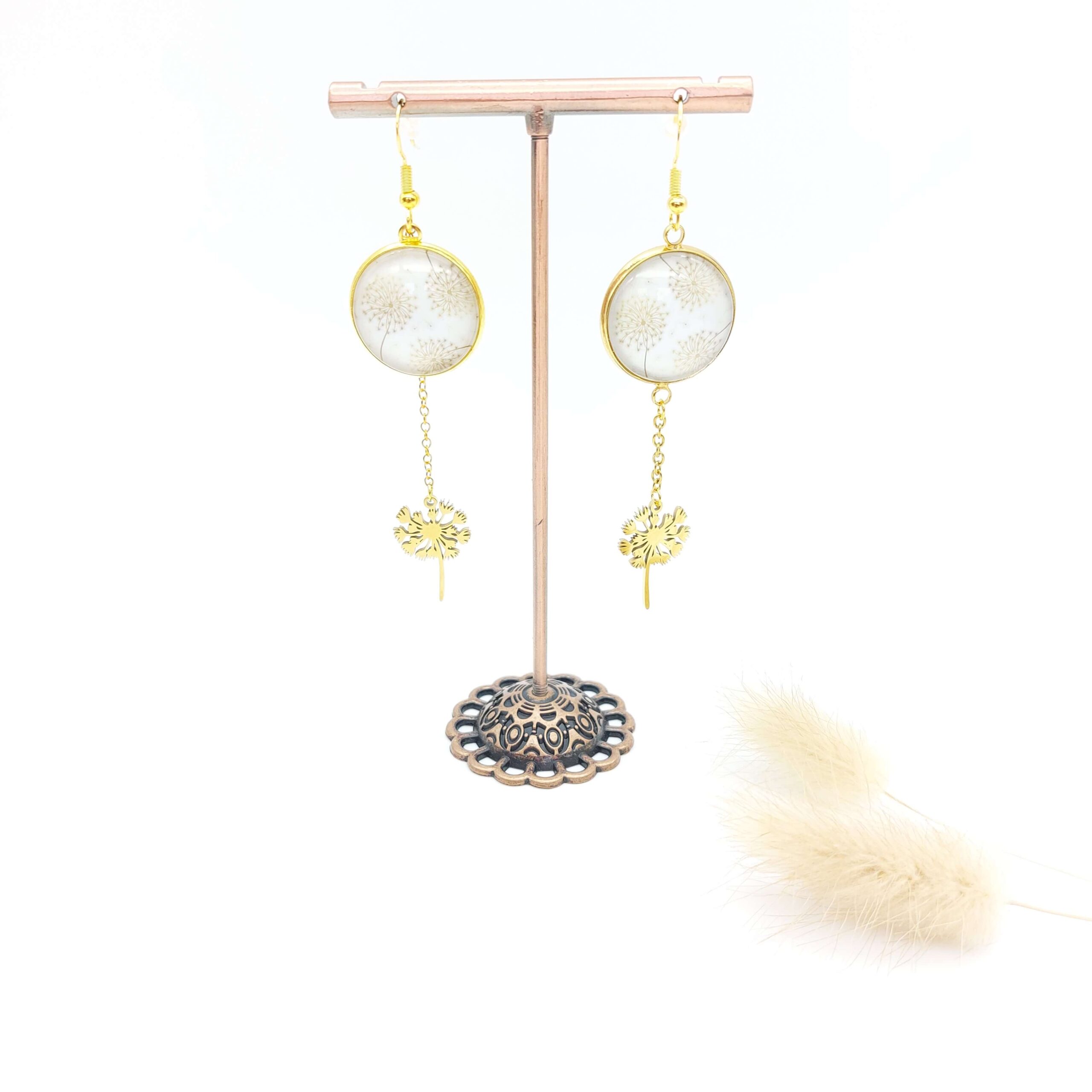 Boucles Doreilles Pendantes Cabochons Breloques Douceur Fleurs De Pissenlit Boucles Doreilles Pendantes Cabochons Breloques Douceur Fleurs De Pissenlit