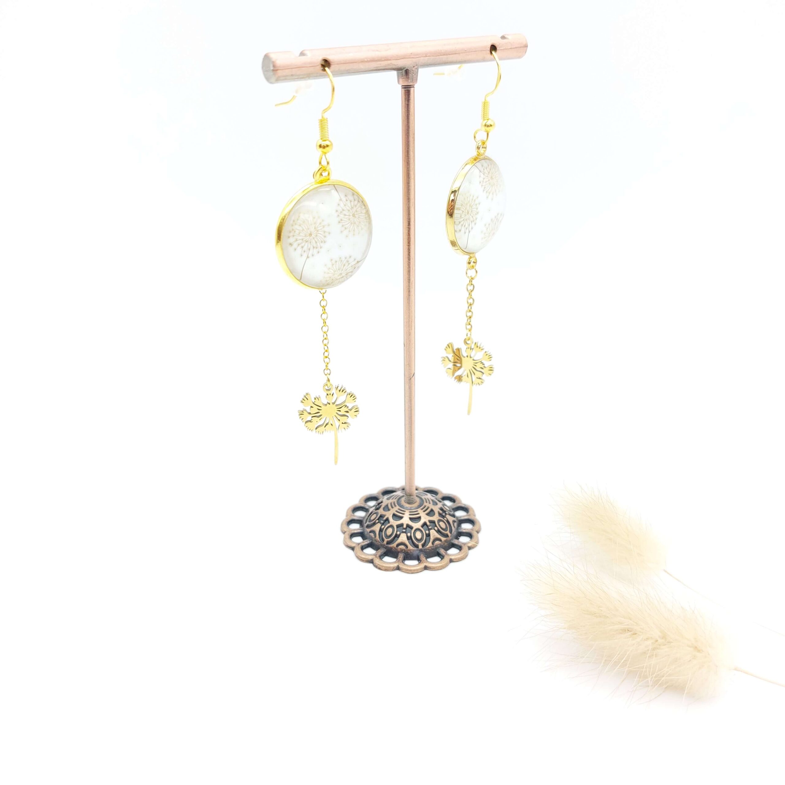 Boucles Doreilles Pendantes Cabochons Breloques Douceur Fleurs De Pissenlit1 Boucles Doreilles Pendantes Cabochons Breloques Douceur Fleurs De Pissenlit1