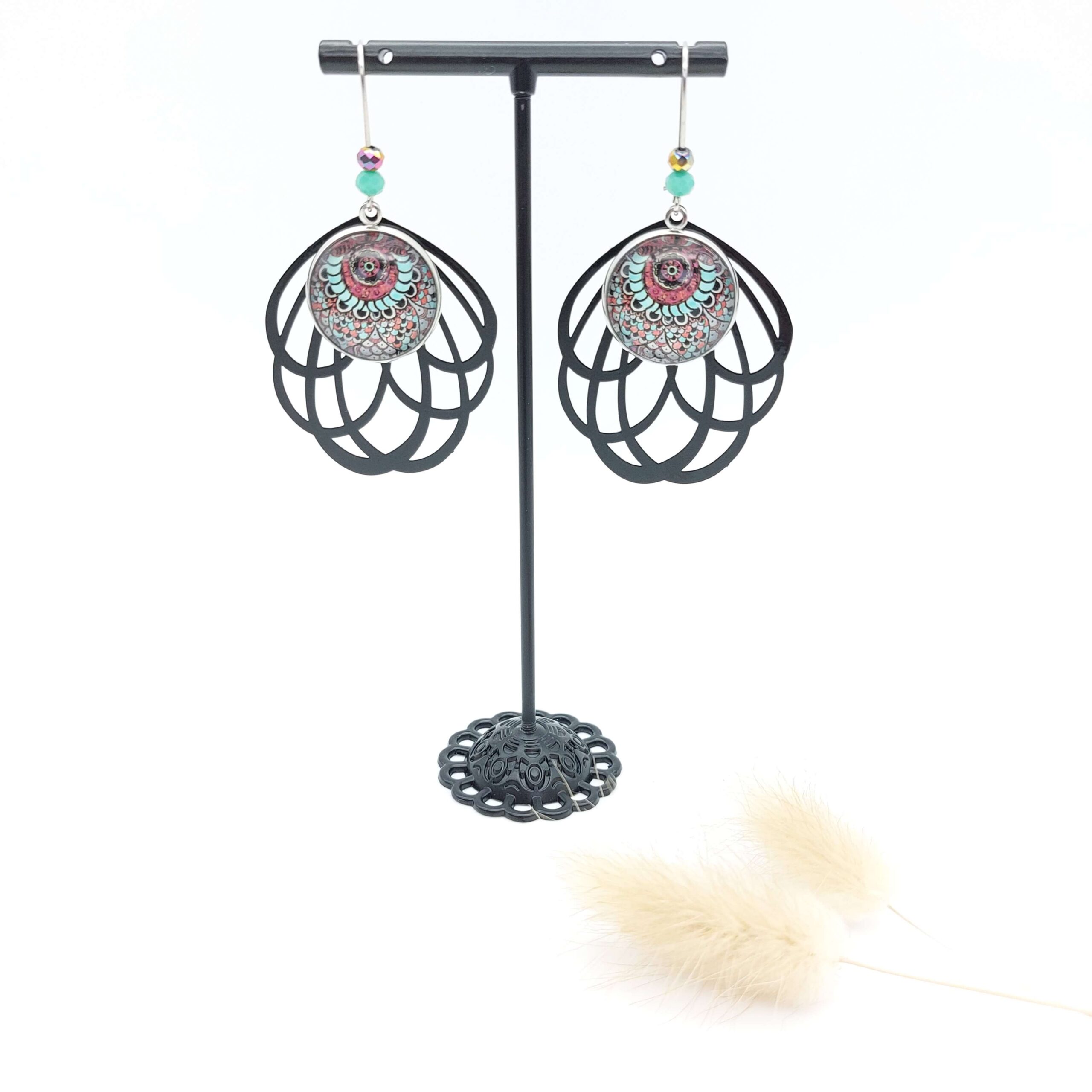 Boucles Doreilles Pendantes Perles Cabochons Breloques Eventail Floral Psyche3 Boucles Doreilles Pendantes Perles Cabochons Breloques Eventail Floral Psyche3