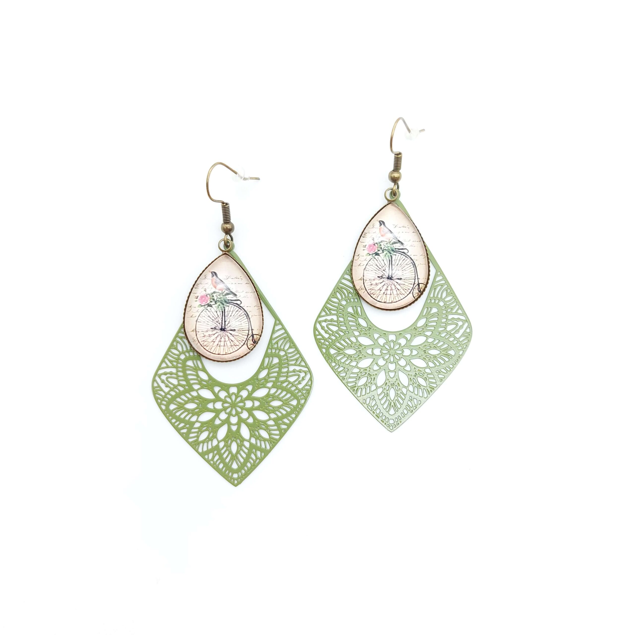 Boucles Oreilles Cabochons Breloques Bronze Oiseau Grand Bi Bicyclette Boucles Oreilles Cabochons Breloques Bronze Oiseau Grand Bi Bicyclette