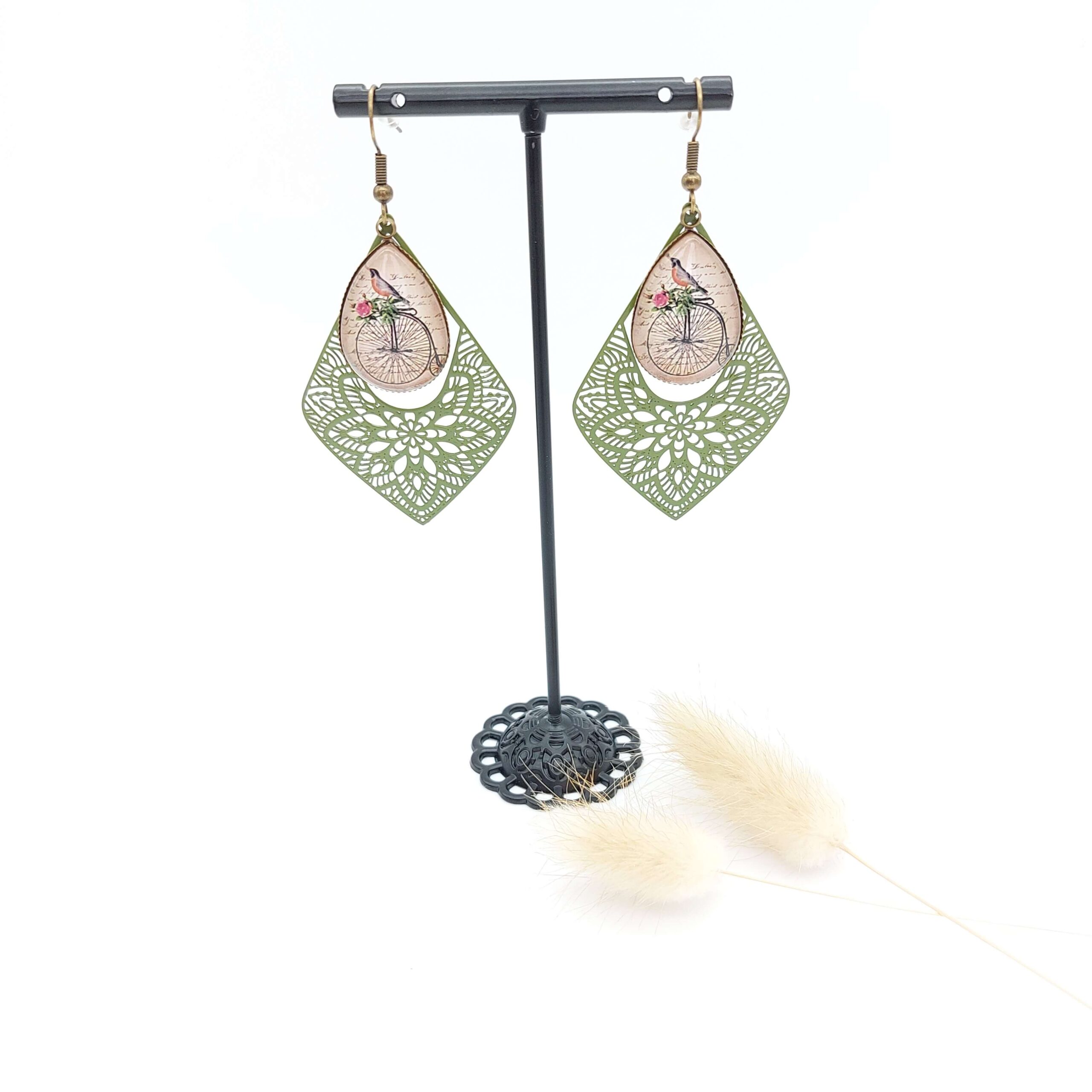 Boucles Oreilles Cabochons Breloques Bronze Oiseau Grand Bi Bicyclette2 Boucles Oreilles Cabochons Breloques Bronze Oiseau Grand Bi Bicyclette2